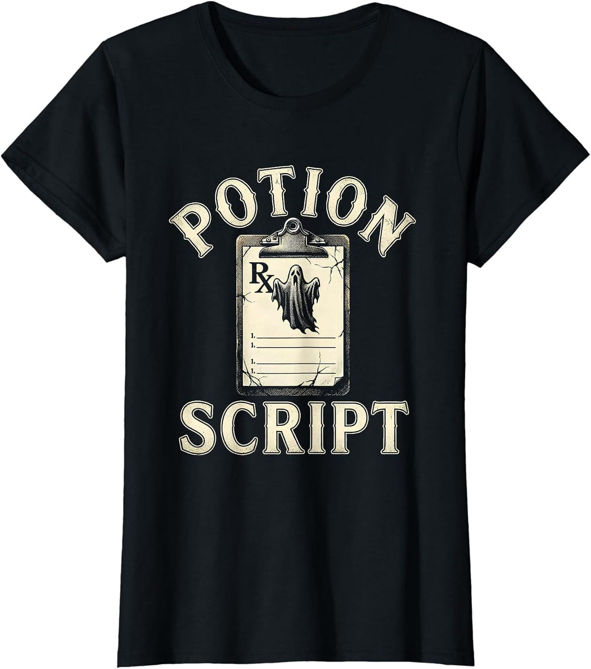Women's Potionscript Funny Pharmacy Halloween Pharmacist Tech Crew T-Shirt - Black