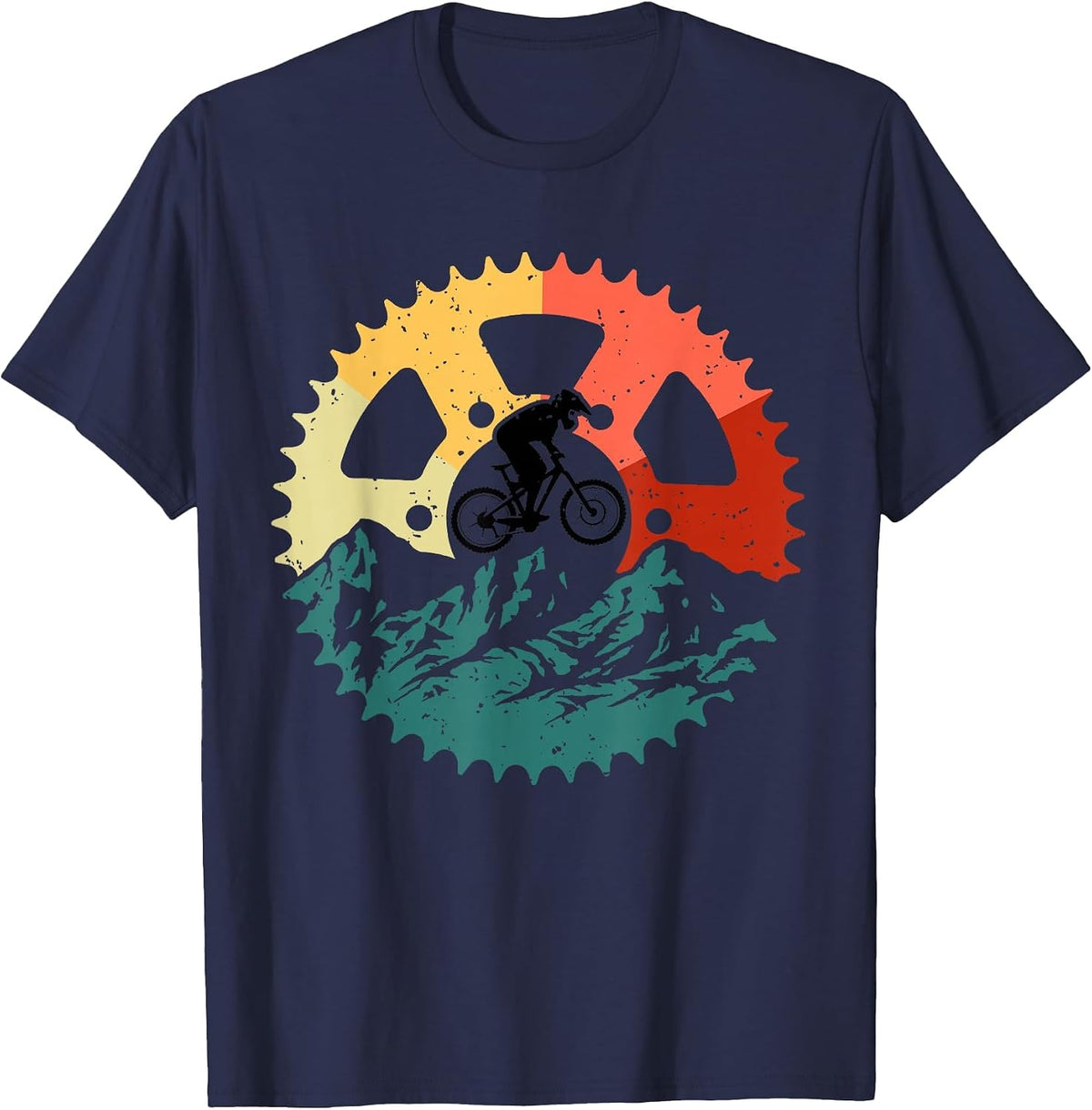 Vintage Mountain Biking Art for Mountain Biker Men Women T-Shirt - Navy Blue
