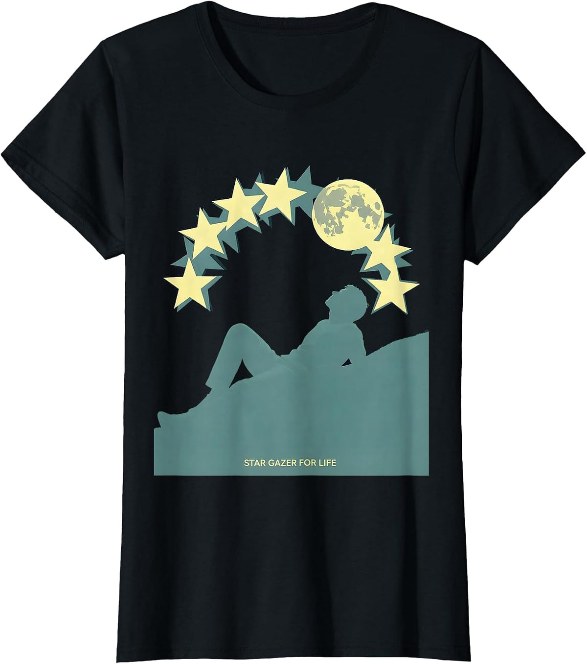 Star Gazer For Life Astronomy Design T-Shirt - Black