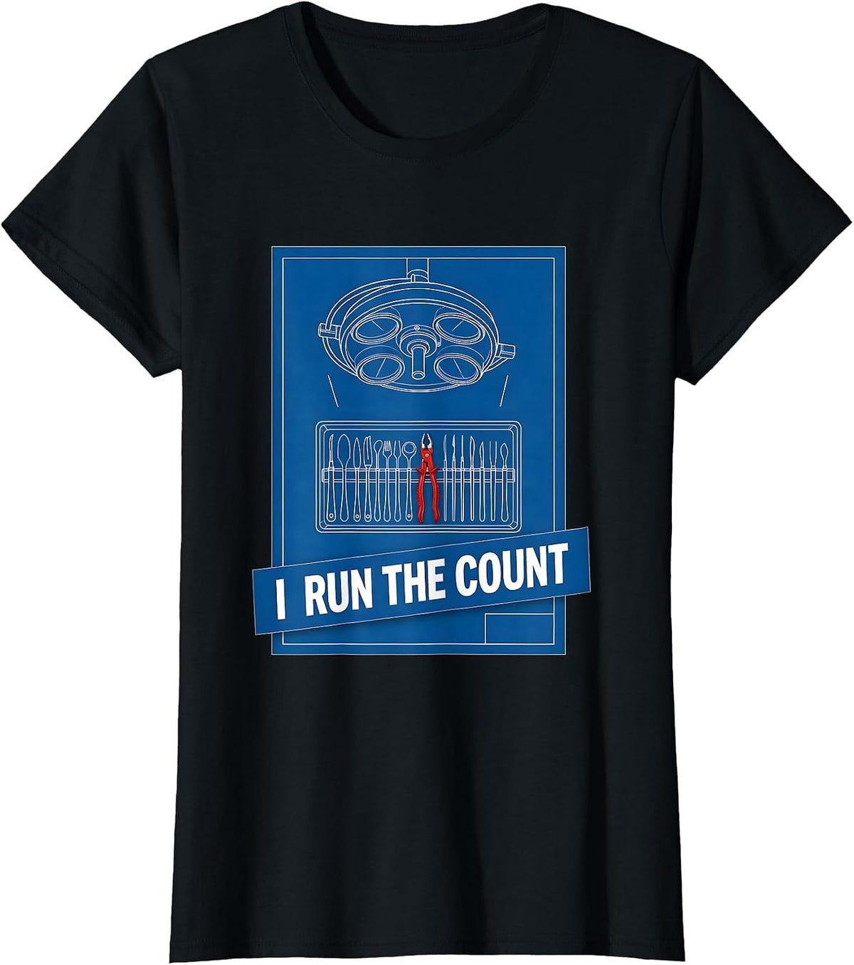 I Run The Count Technical Blueprint Surgical Tech Occupation T-Shirt - Black