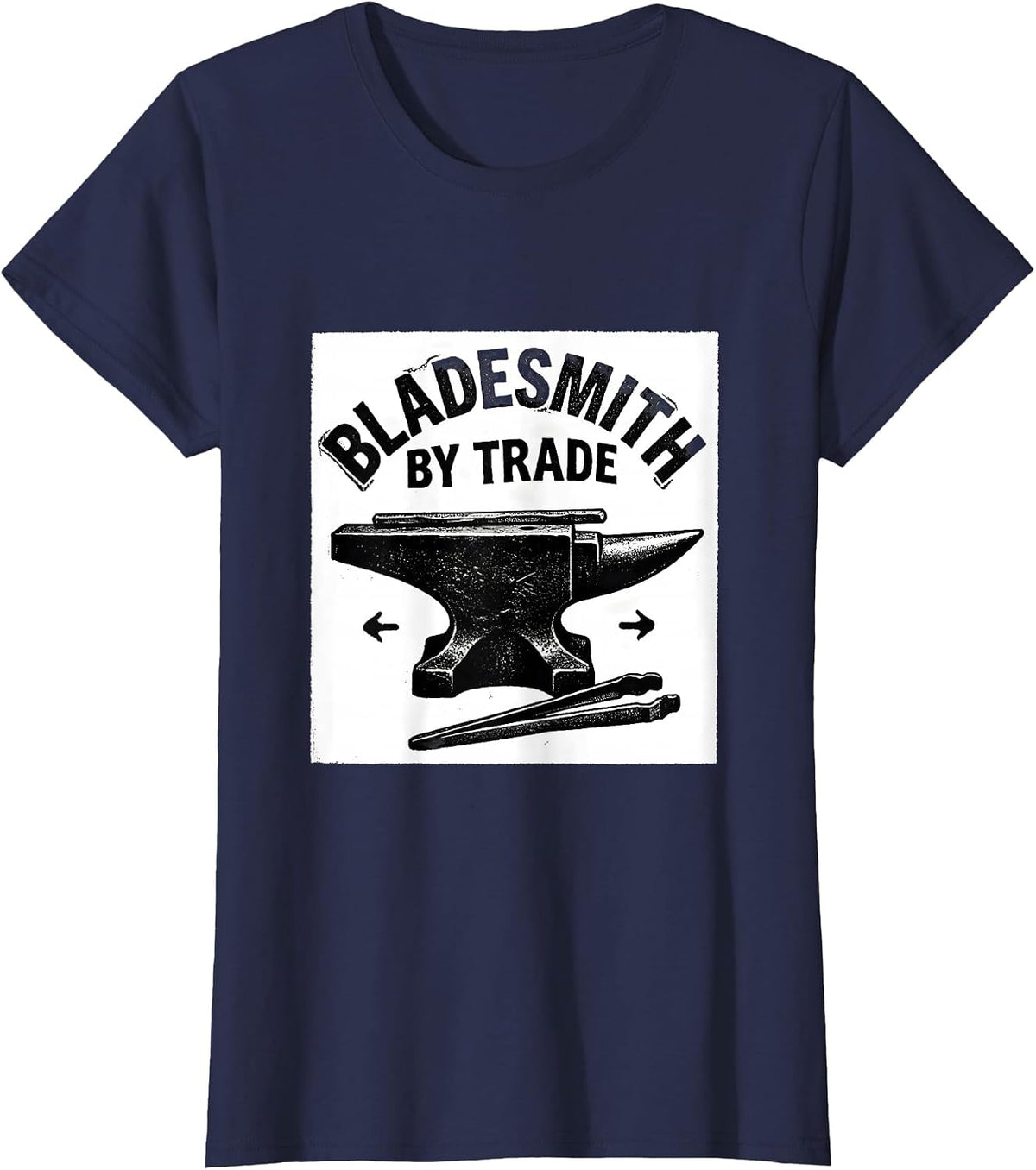 Women's Bladesmith By Trade Rubber Stamp Metalworker Forging Humor T-Shirt - Navy Blue