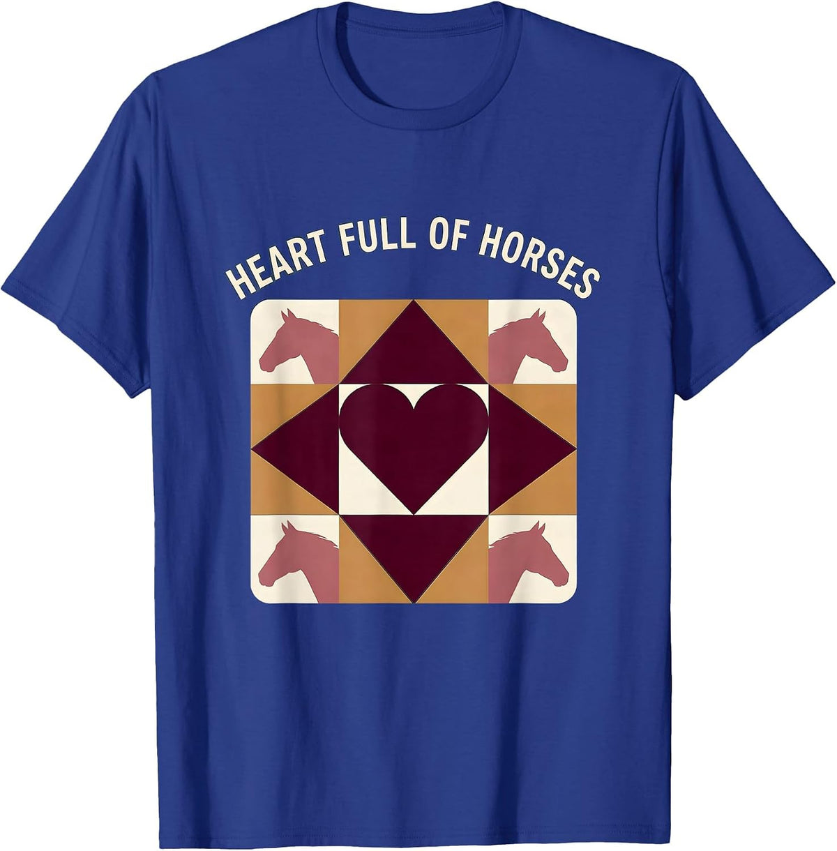 Men's Heart Full Of Horses Cowgirl Design T-Shirt - Royal Blue
