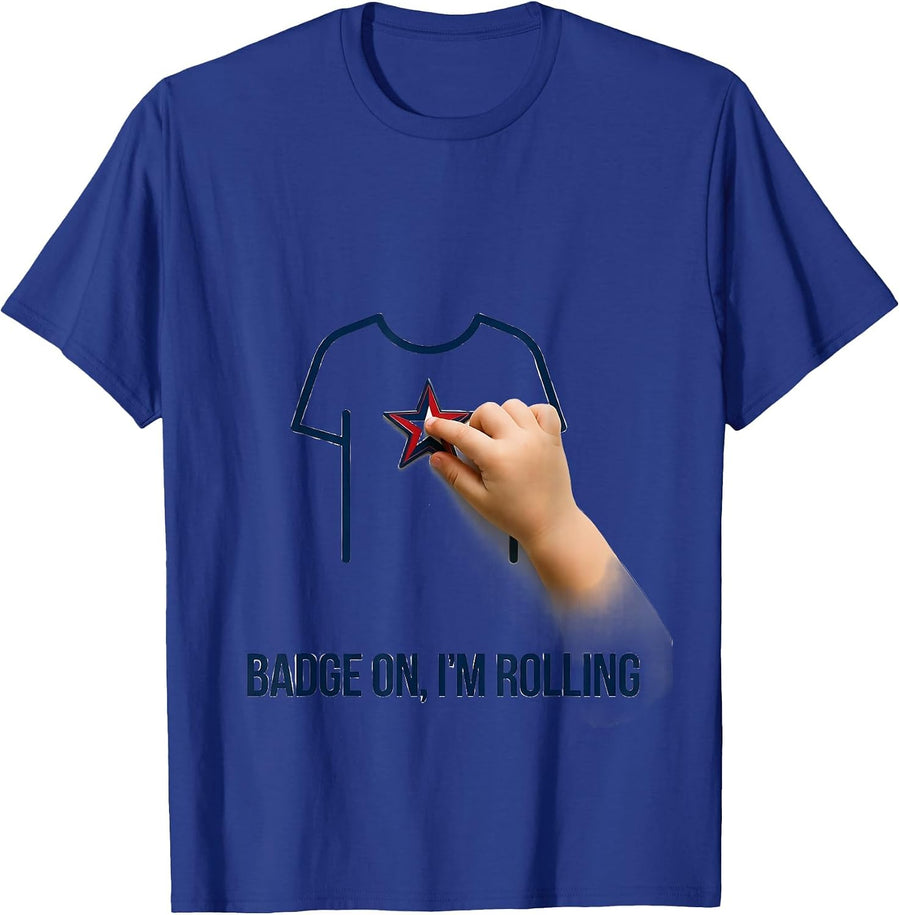 Badge On, I'm Rolling Funny Police Officer Kids Costume T-Shirt - Royal Blue