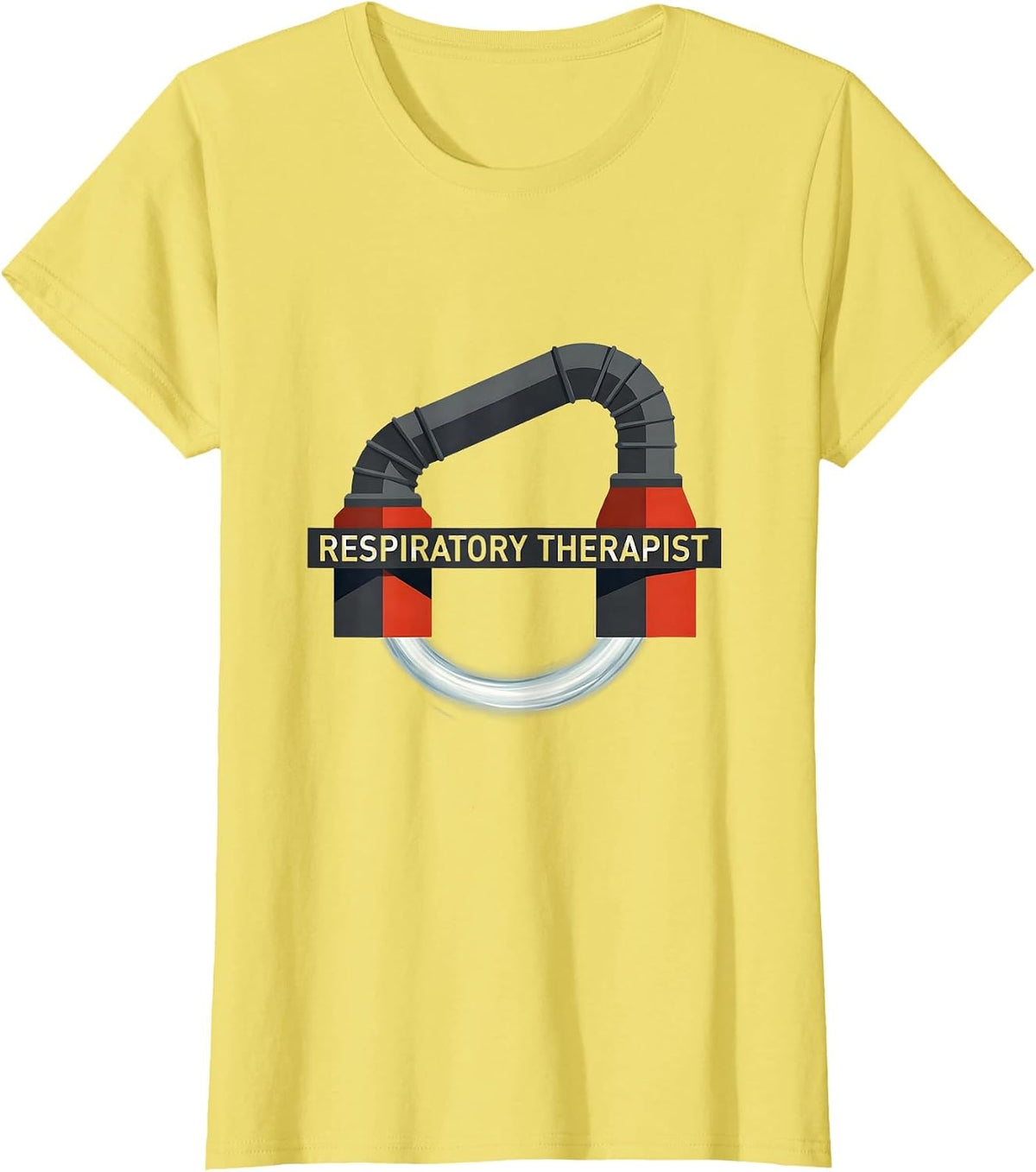 Women's Respiratory Therapist Editorial Conceptual RT Profession T-Shirt - Lemon Yellow