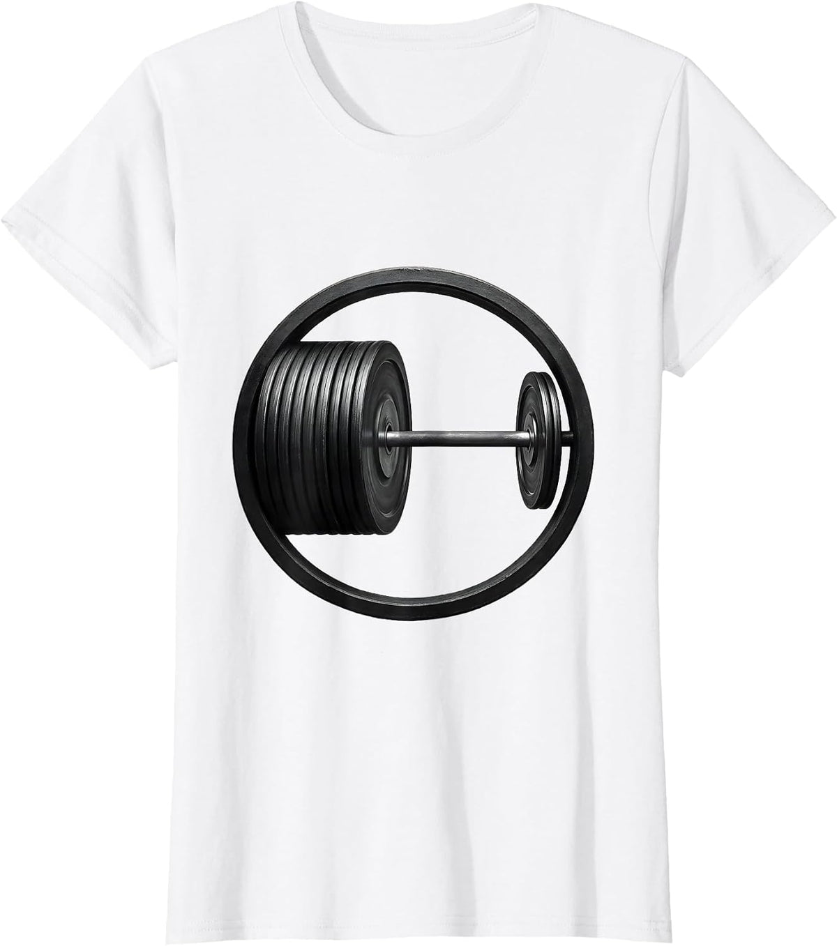 Women's Barbell Plate Imbalance Minimalist Gym Humor Weightlifting T-Shirt - White
