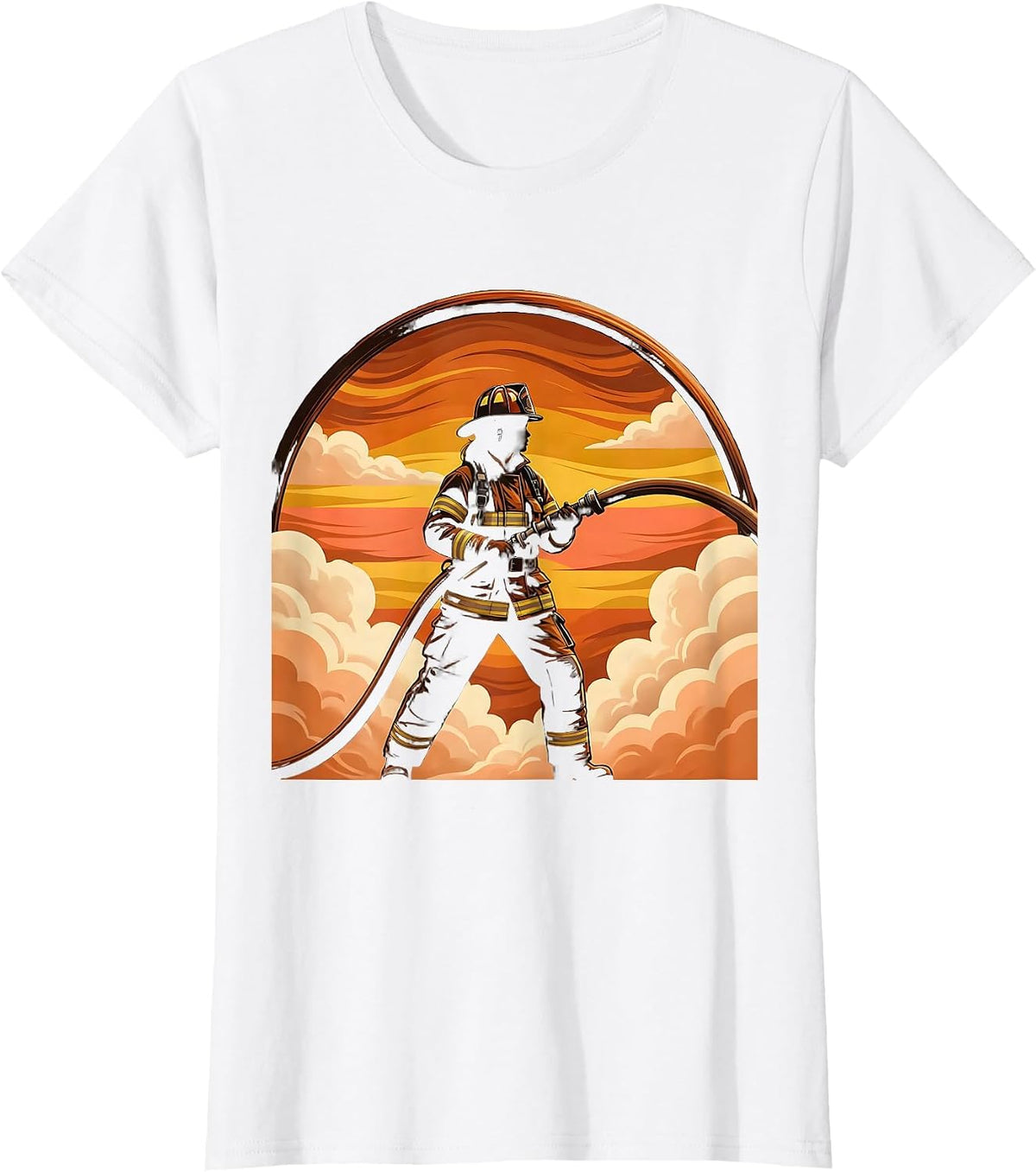 Firefighter Labor Day Graphic Illustration T-Shirt - White