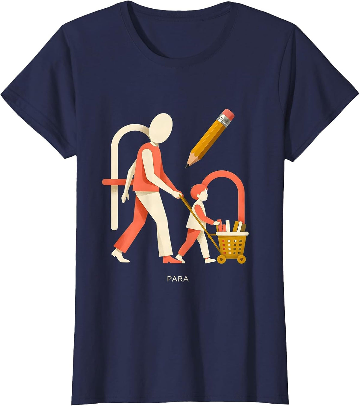 Women's Para Midcentury Modern Paraprofessional Teacher Aide T-Shirt - Navy Blue