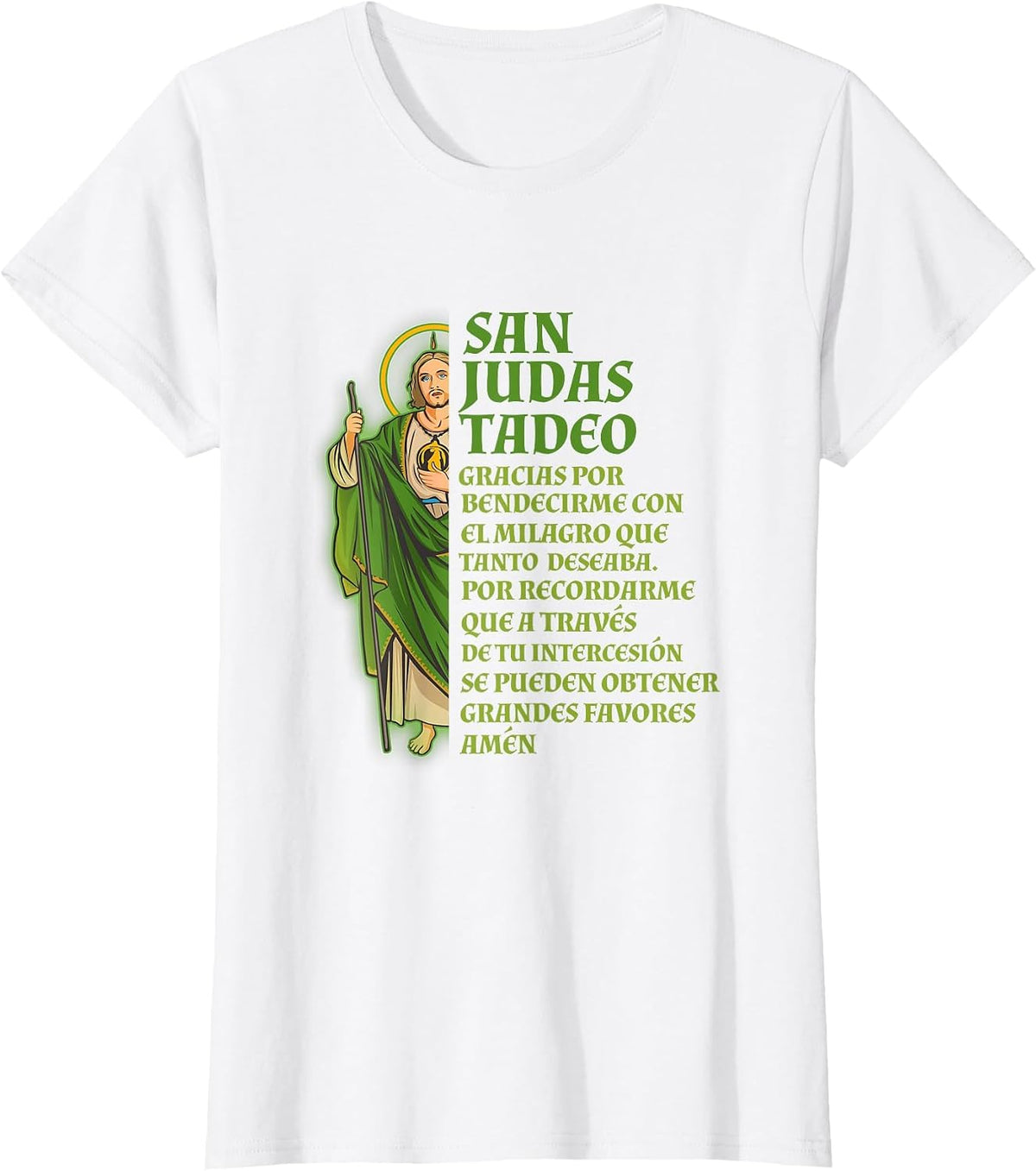 San Judas Tadeo con oración para agradecer un milagro T-Shirt - White