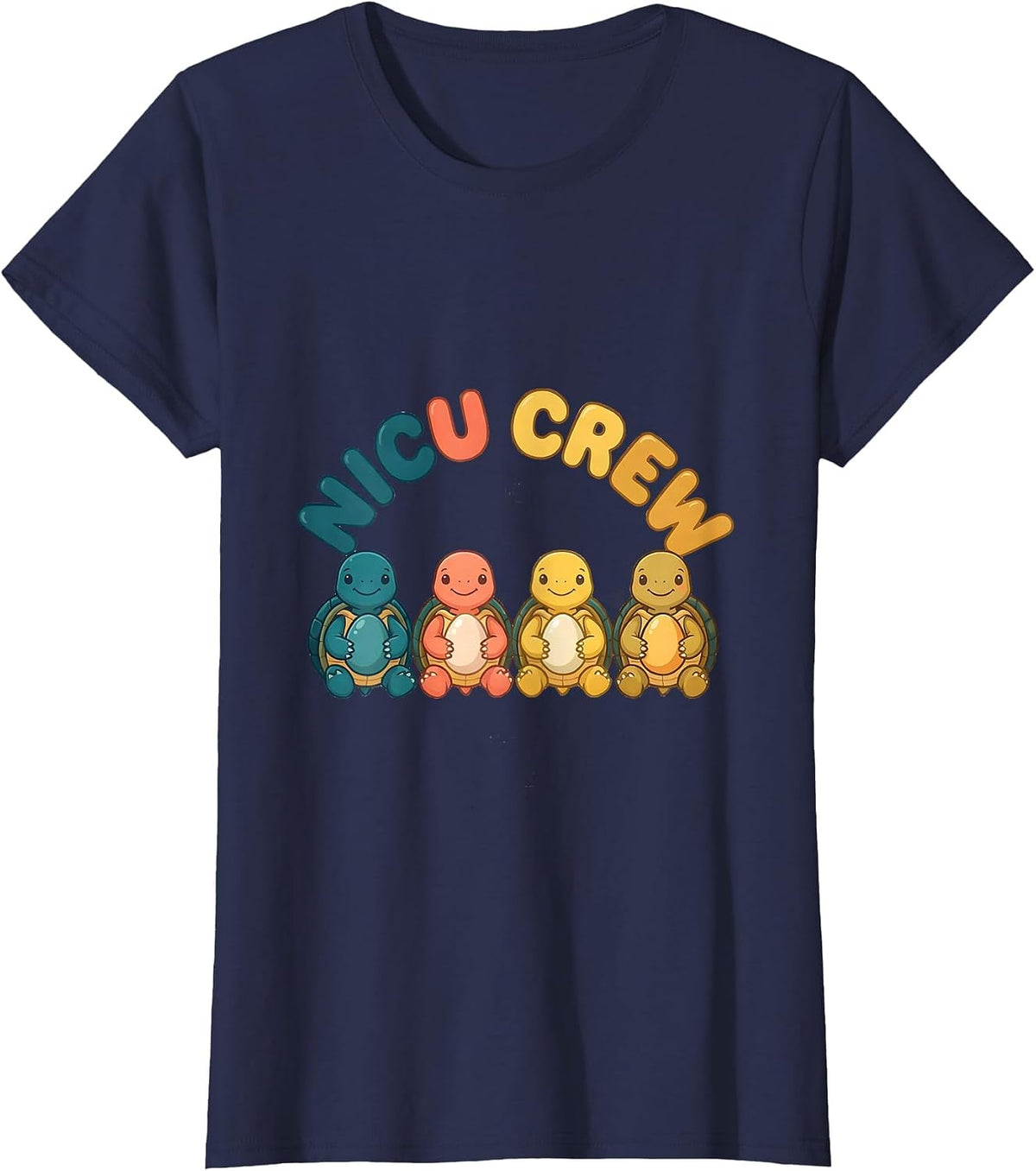 Women's NICU Crew Cute Animal Pediatric Nurse Practitioner Pride T-Shirt - Navy Blue