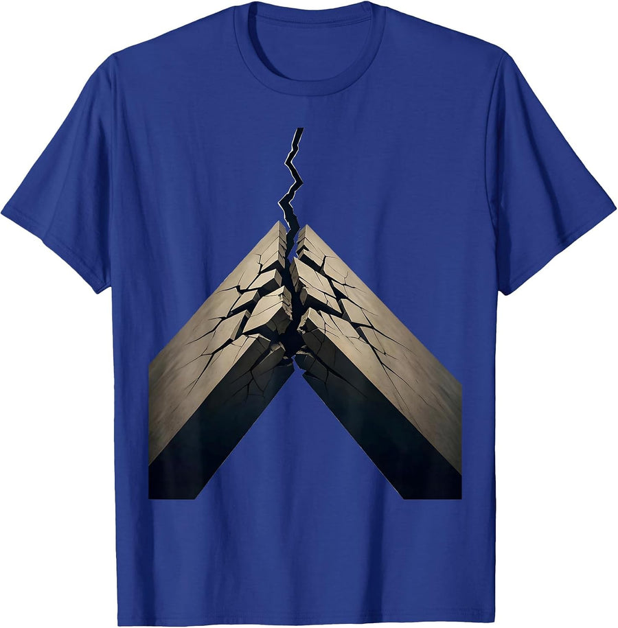 Tectonic Shift Cracked Earth Graphic Design T-Shirt - Royal Blue