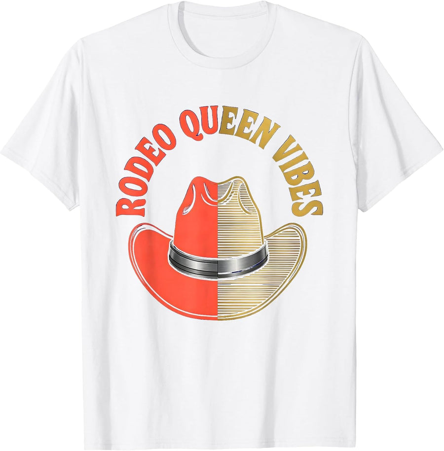 Men's Rodeo Queen Vibes Cowgirl Graphic Design T-Shirt - White