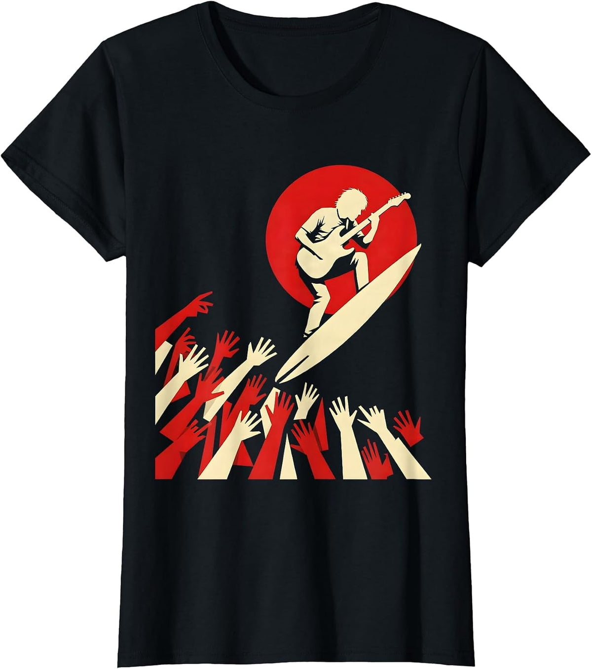 Crowd Surfer Band Graphic Music Fan Design T-Shirt - Black