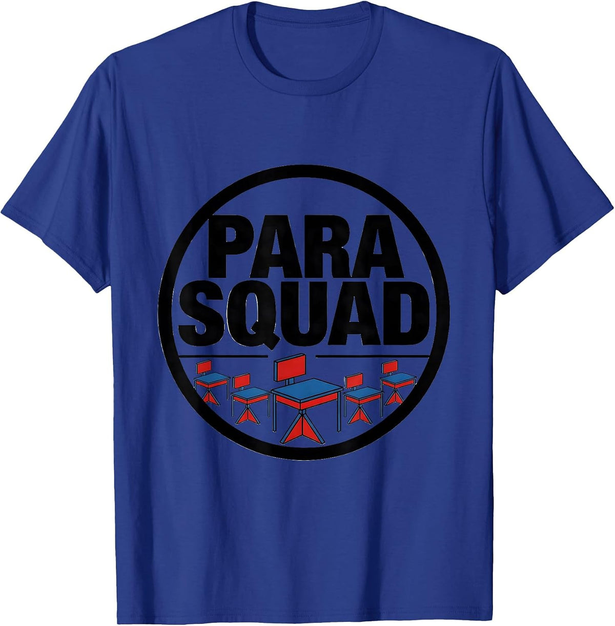 Men's Para Squad Bauhaus Modernist Teacher Appreciation Back T-Shirt - Royal Blue