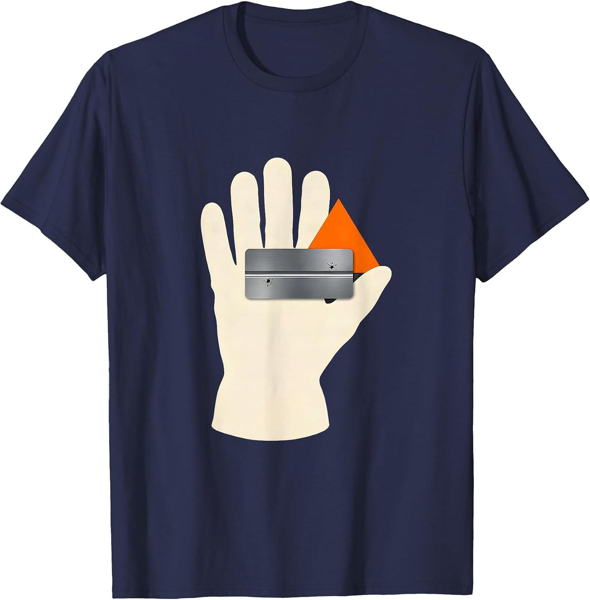 Oversized Welding Glove Minimalist Welder Humor T-Shirt - Navy Blue