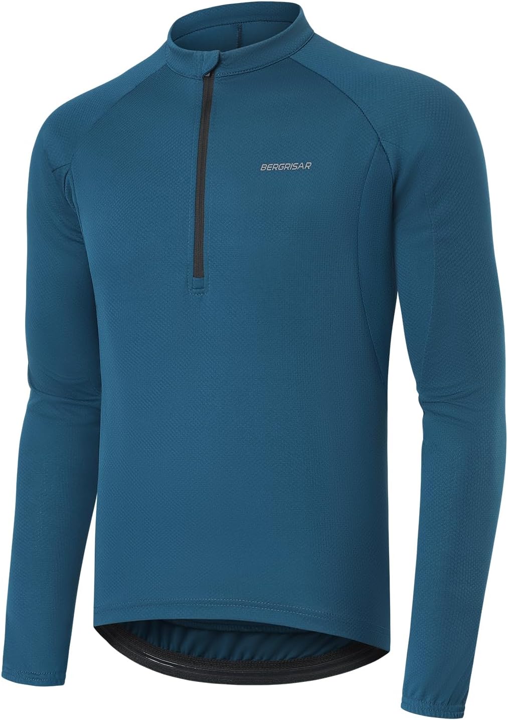 BERGRISAR Long Sleeve Cycling Jersey Men Half Zip Bike Shirt - Montego Blue