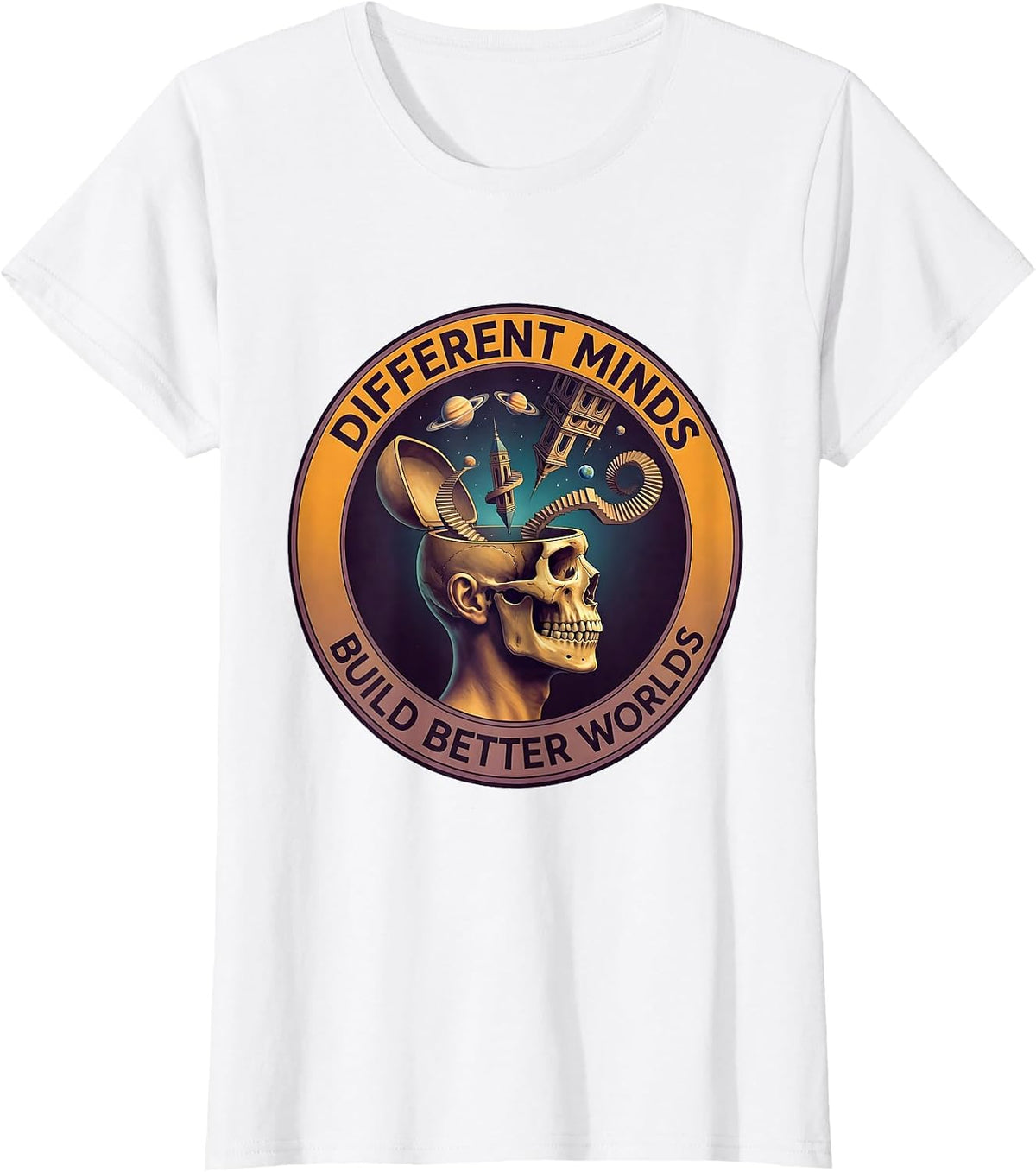 Different Minds Build Better Worlds Neurodiversity T-Shirt - White
