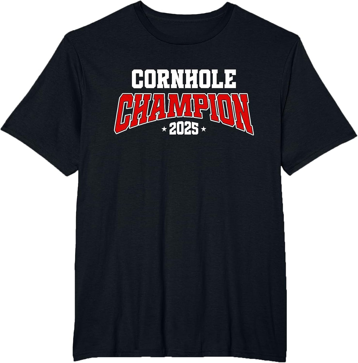 Cornhole Champion 2025, Cornhole Bags Tournament Winner T-Shirt - Black