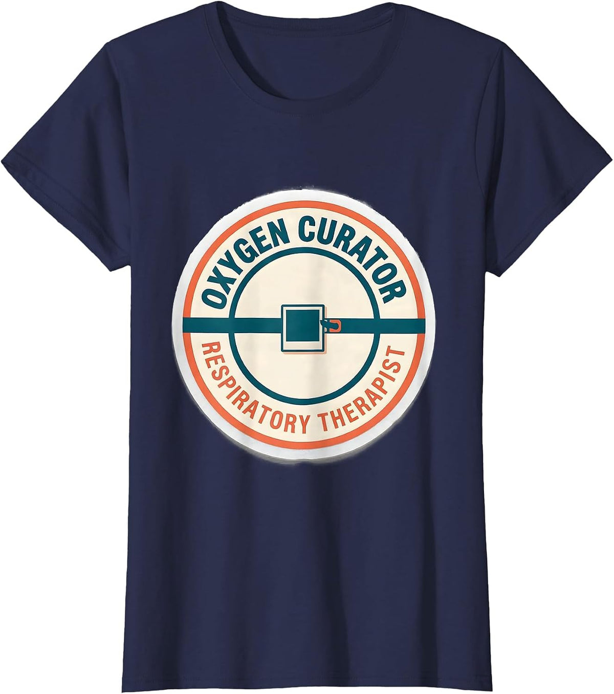 Women's Oxygen Curator Respiratory Therapist Sticker Style T-Shirt - Navy Blue