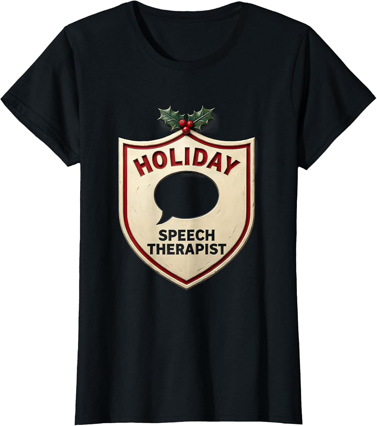 Holiday Speech Therapist Funny SLP Speech Language T-Shirt - Black