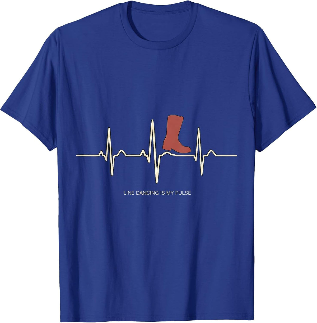 Line Dancing Is My Pulse Heartbeat EKG Pulse Line Dancing T-Shirt - Royal Blue