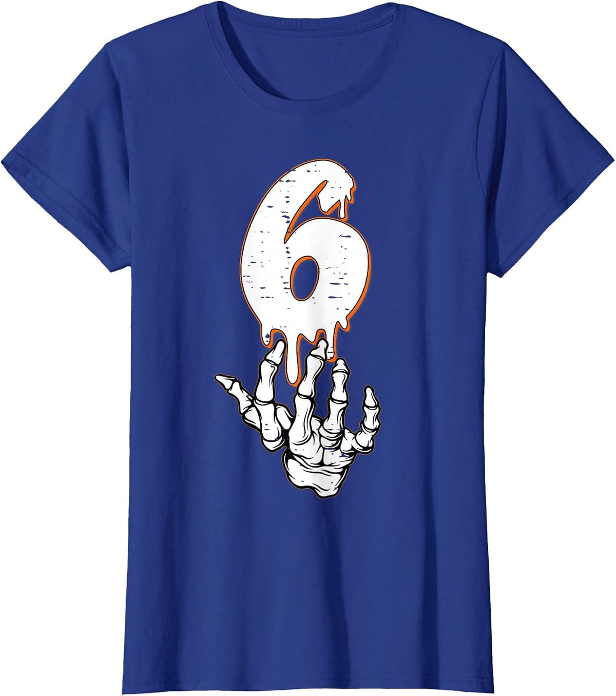 Halloween Shirts Number 6 Matching 67 Meme Skeleton Hand T-Shirt - Royal Blue