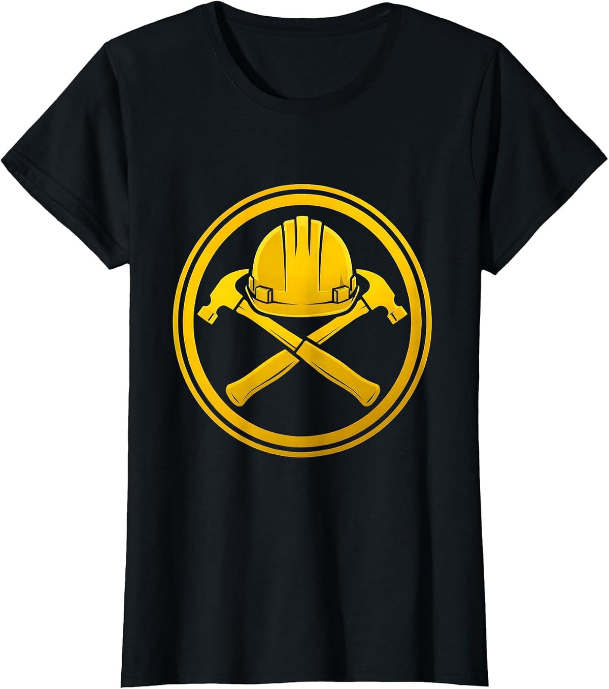 Labor Day Hardhat Crossed Hammers Graphic T-Shirt - Black
