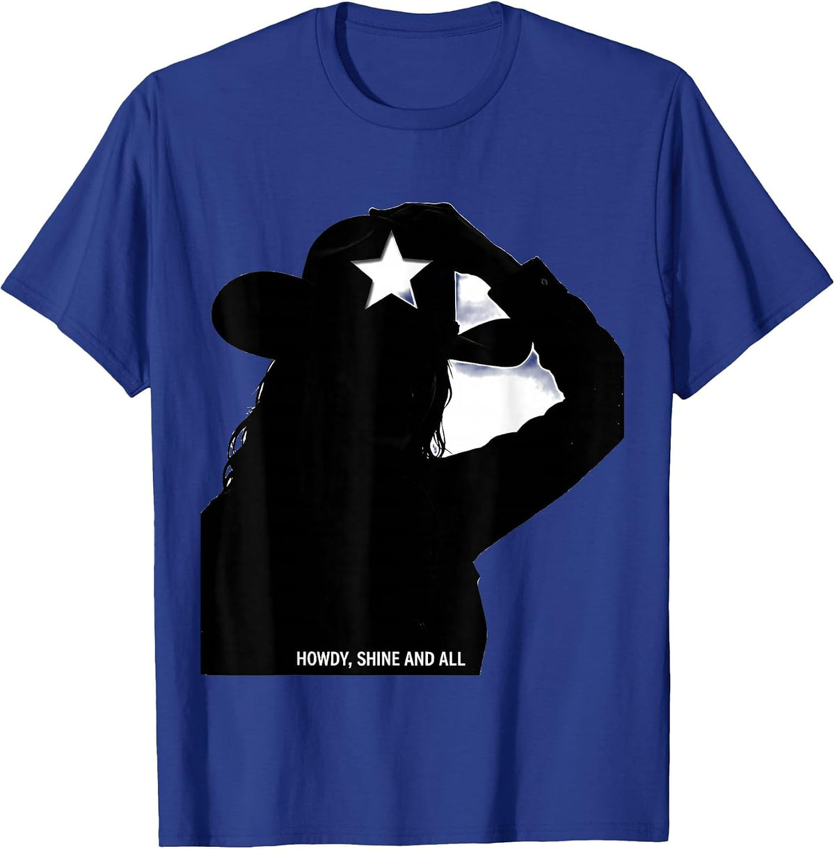 Howdy Shine and All Cowgirl Western Boots And Bling Pride T-Shirt - Royal Blue