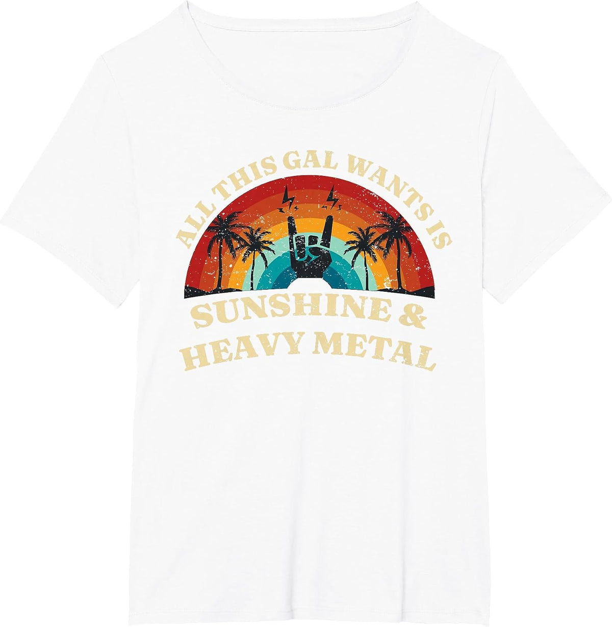 Womens All This Gal Wants is Sunshine & Heavy Metal T-Shirt - White