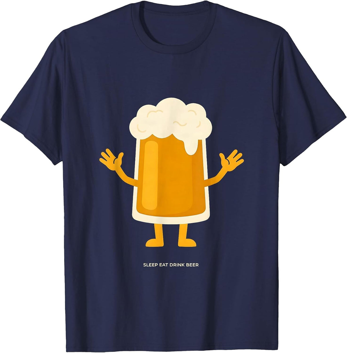 Men's Sleep Eat Drink Beer Funny Beer Lover Design T-Shirt - Navy Blue