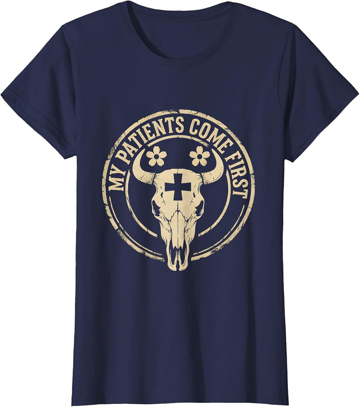 Women's My Patients Come First Medical Assistant Design T-Shirt - Navy Blue