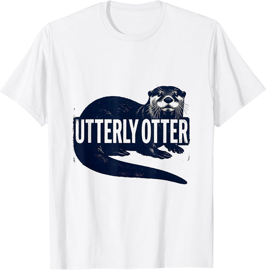 Men's Utterly Otter Funny Otter Lover Novelty Gift T-Shirt - White