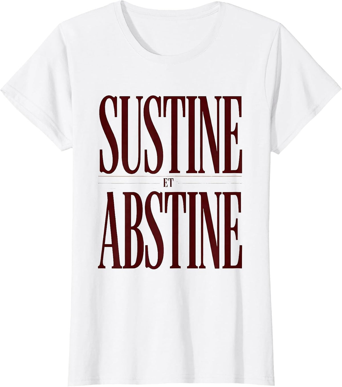 SUSTINE ET ABSTINE Stoic Philosophy Memento Mori Quote T-Shirt - White