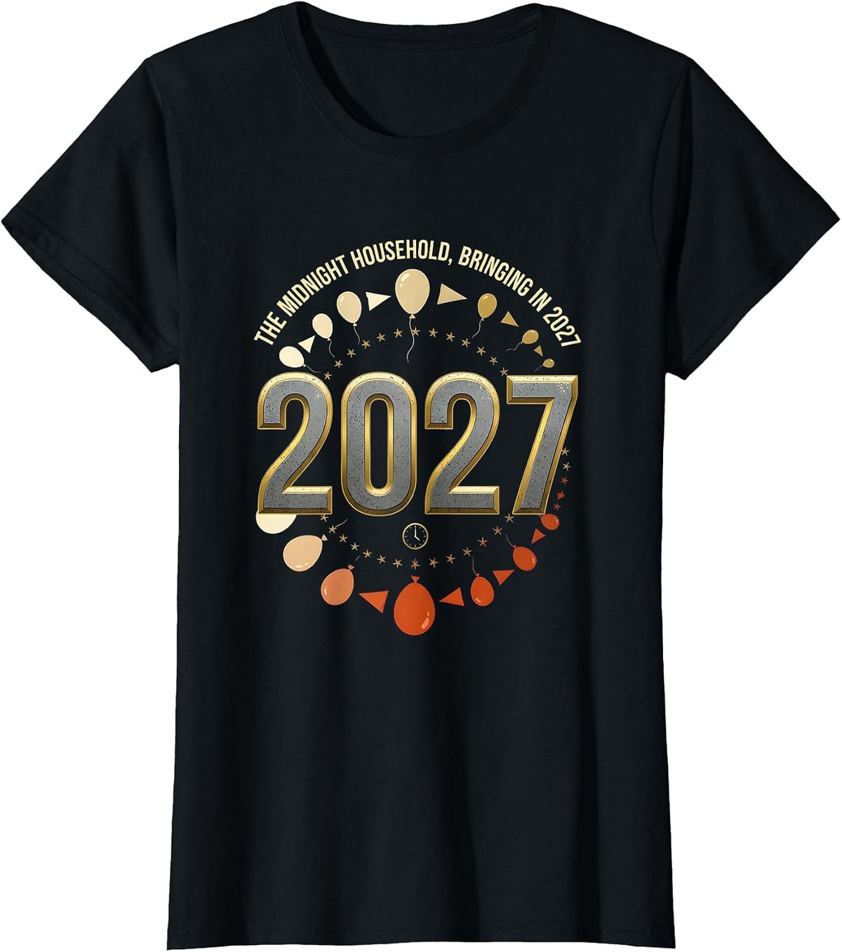 Women's The Midnight Household, Bringing In 2027 Family Matching T-Shirt - Black