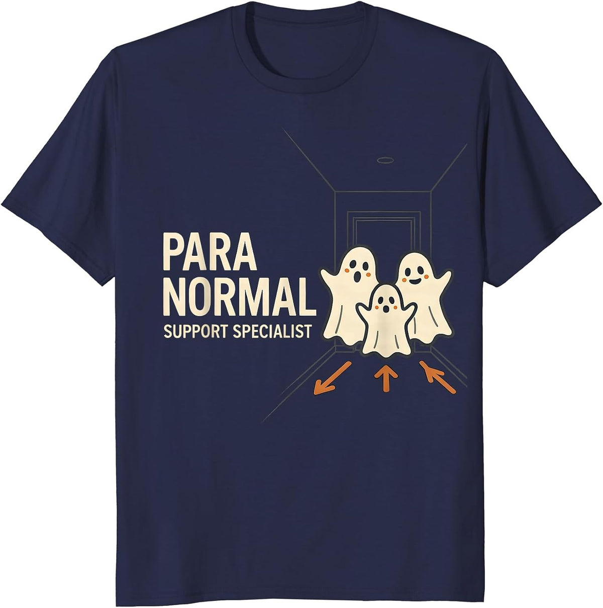 Para Normal Support Specialist Funny Ghost Paraprofessional T-Shirt - Navy Blue