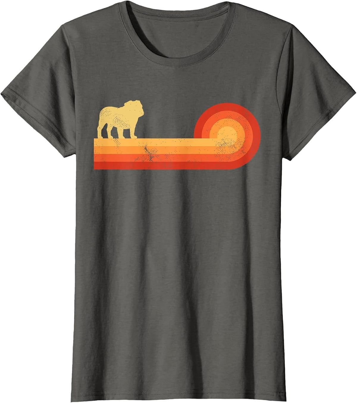 English Bulldog Retro Vintage 60s 70s Sunset Dog Lovers Men T-Shirt - Asphalt Grey