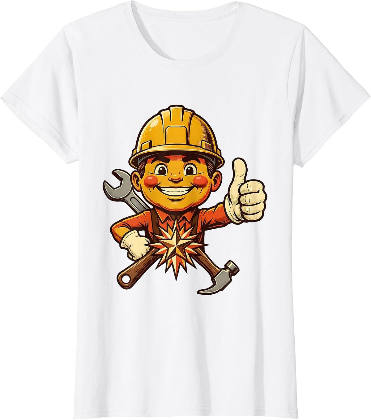Labor Day Hard Hat Crossed Tools Graphic T-Shirt - White