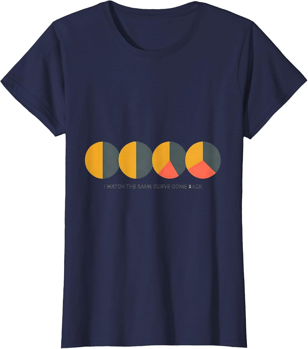 Women's I Watch The Same Curve Come Back Astronomy Moon Phase Lunar T-Shirt - Navy Blue