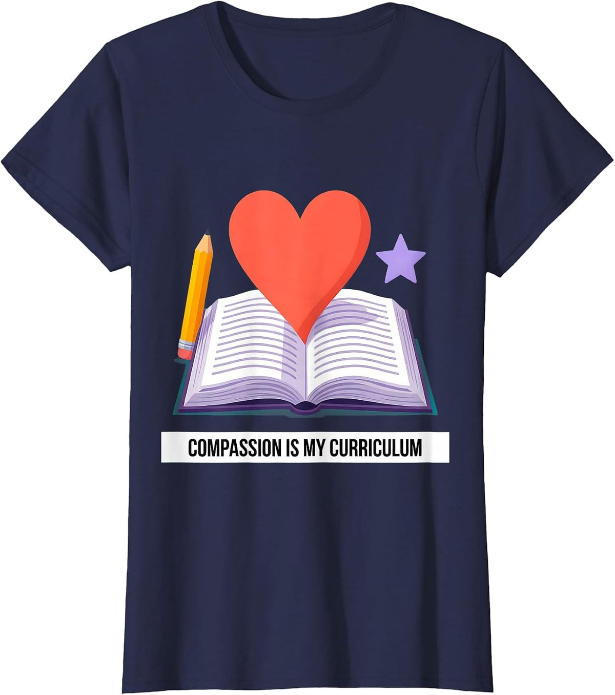 Women's Compassion Is My Curriculum Paraprofessional T-Shirt - Navy Blue