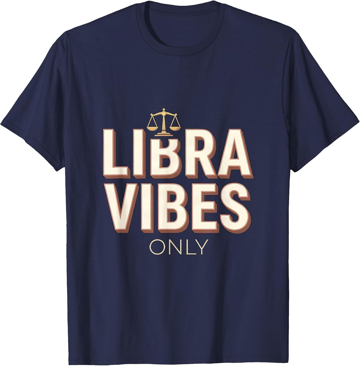 Libra Vibes Only Zodiac Astrology Design T-Shirt - Navy Blue