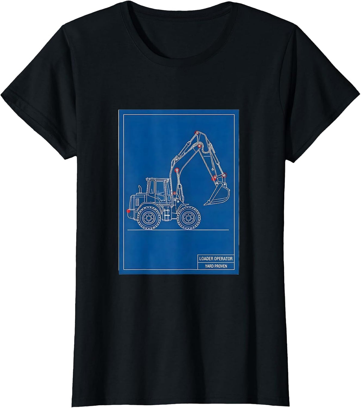 Women's Loader Operator, Yard Proven Technical Blueprint Heavy T-Shirt - Black