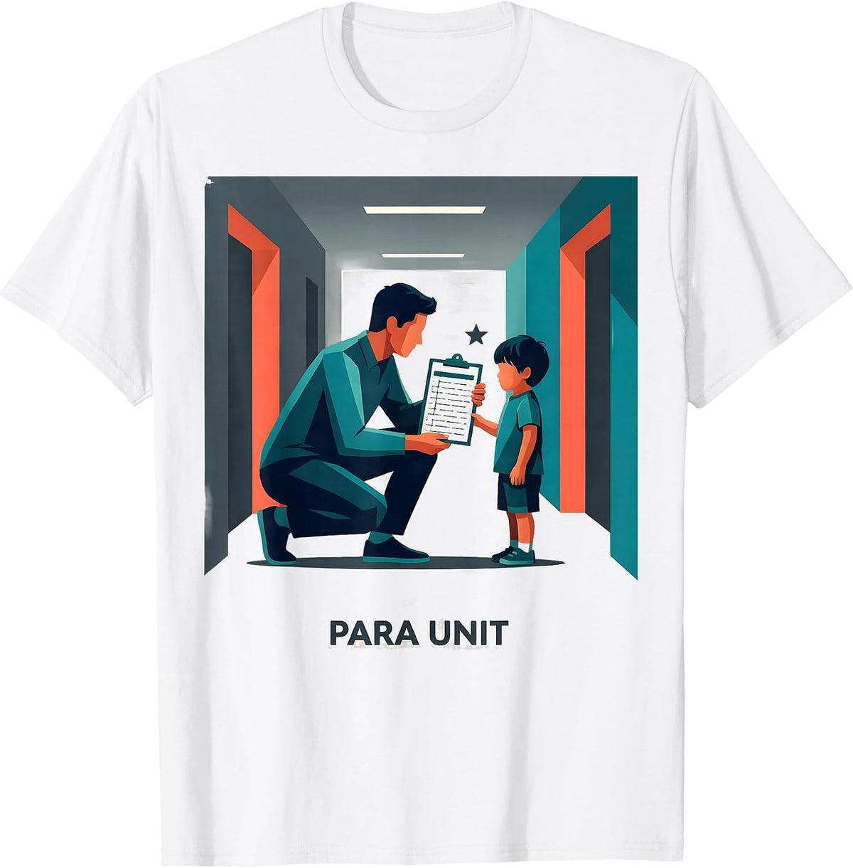Para Unit Flat Vector Teacher Aide Appreciation Back T-Shirt - White
