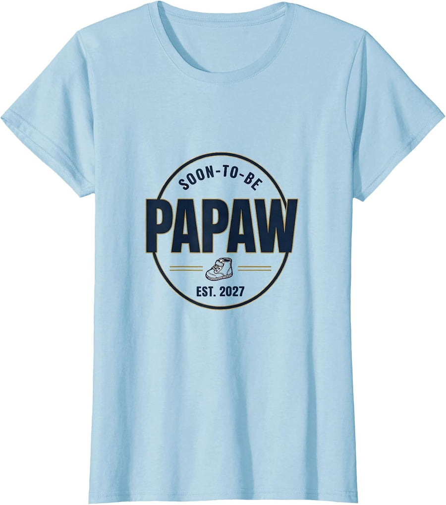 Women's Soon-To-Be Papaw Est. 2027 New Grandfather Family Milestone T-Shirt - Baby Blue