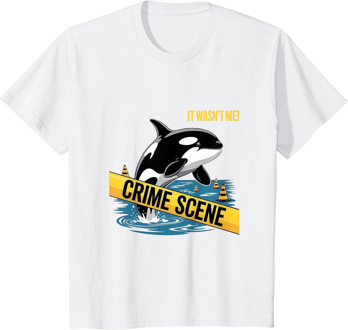 Orca Killer Whale Crime Scene Ocean T-Shirt - White