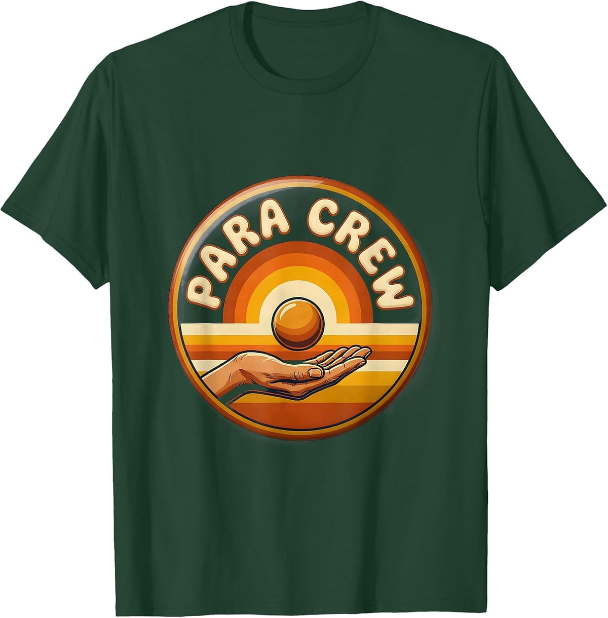 Para Crew Retro 70s School Support Staff Appreciation T-Shirt - Dark Green