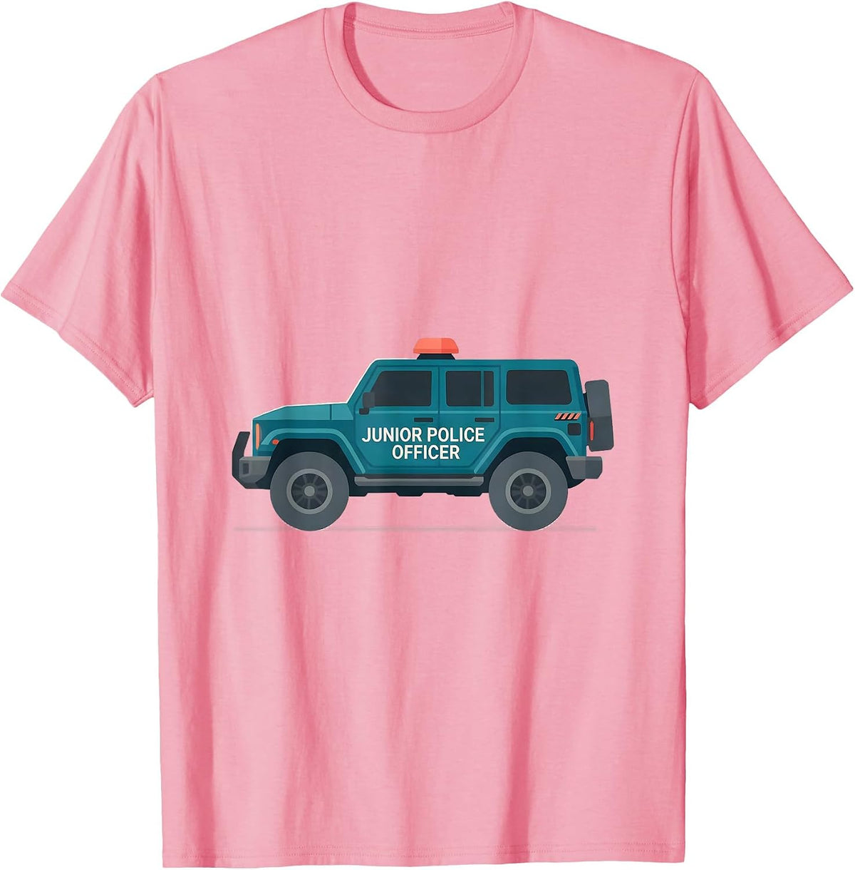 Men's JUNIOR POLICE OFFICER Flat Vector Kids Police Costume T-Shirt - Pink