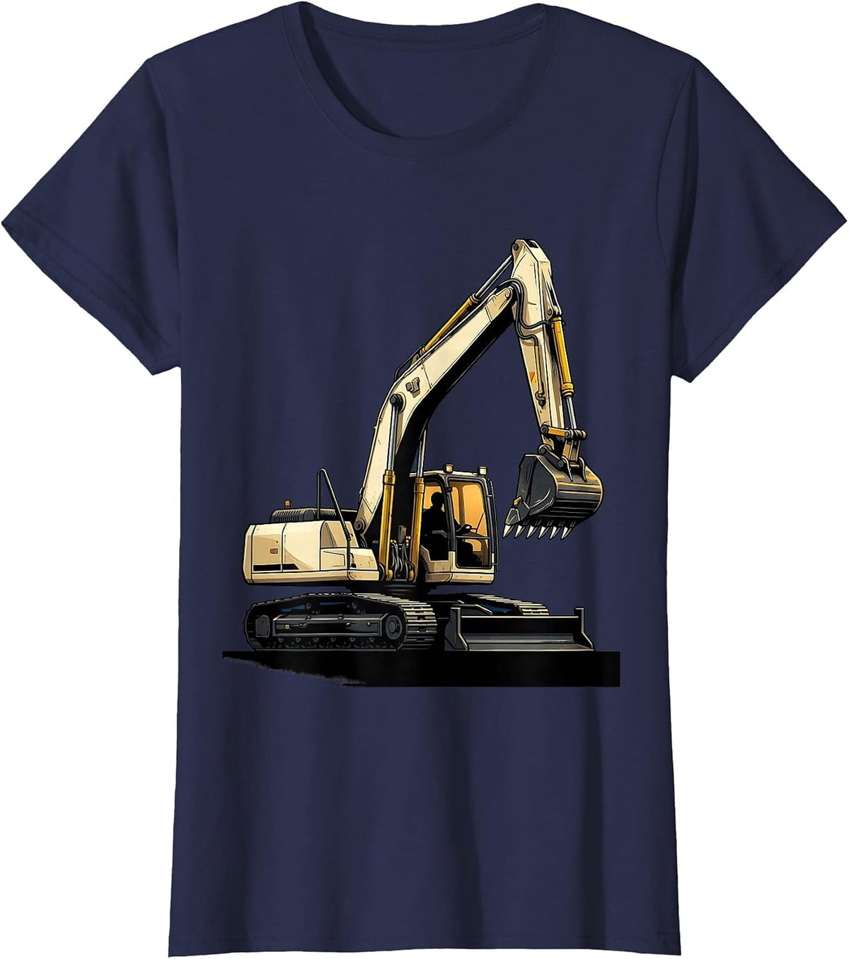 Women's Reduced Excavator Operator Vintage Sign Painter Badge T-Shirt - Navy Blue