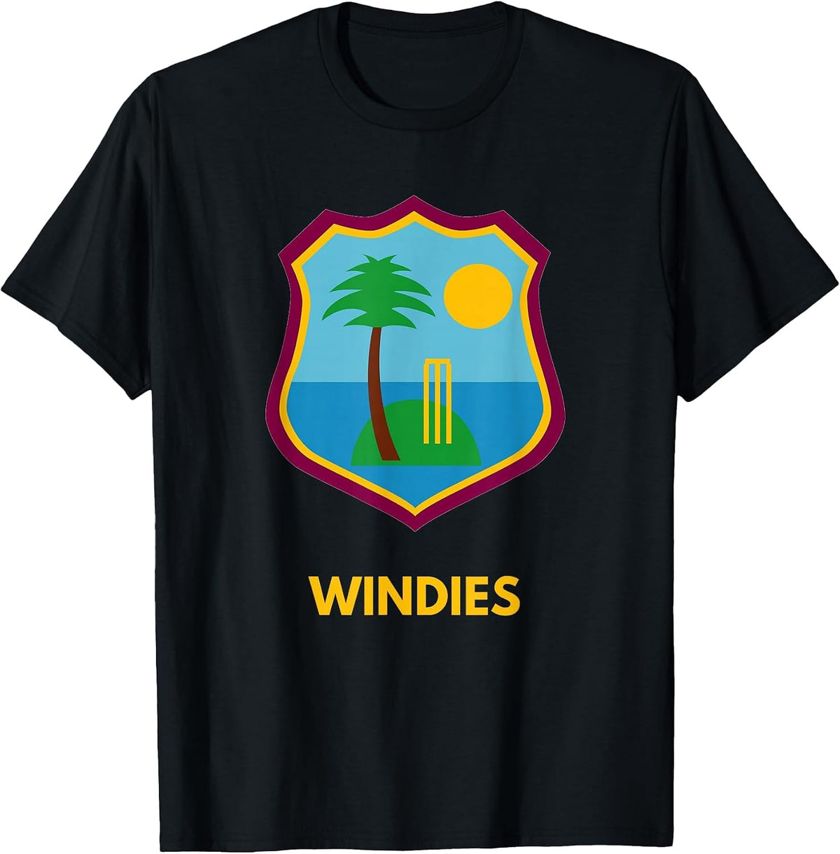 West Indies Windies Cricket Fans T-Shirt - Black