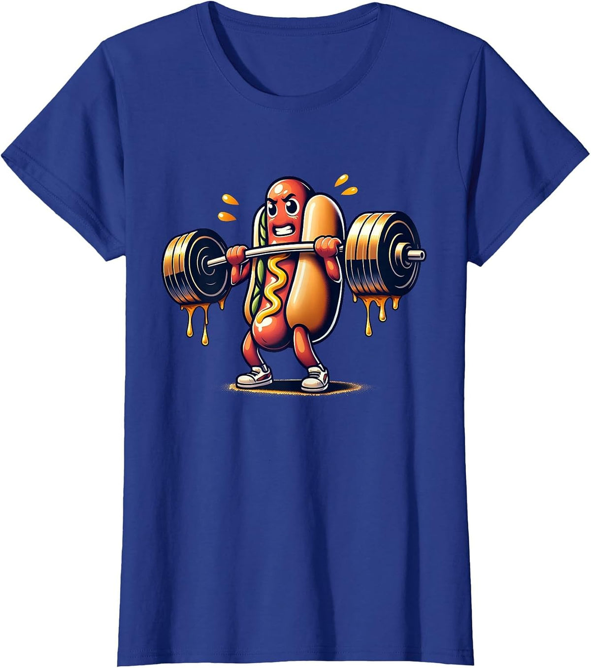 Deadlift Weightlifting Funny Fitness Workout Hot Dog Lover T-Shirt - Royal Blue