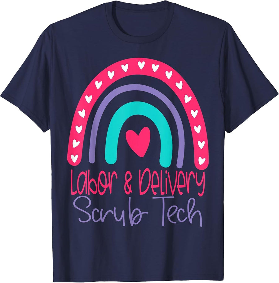 L&D Scrub Tech Labor and Delivery Surgical Technologist T-Shirt - Navy Blue