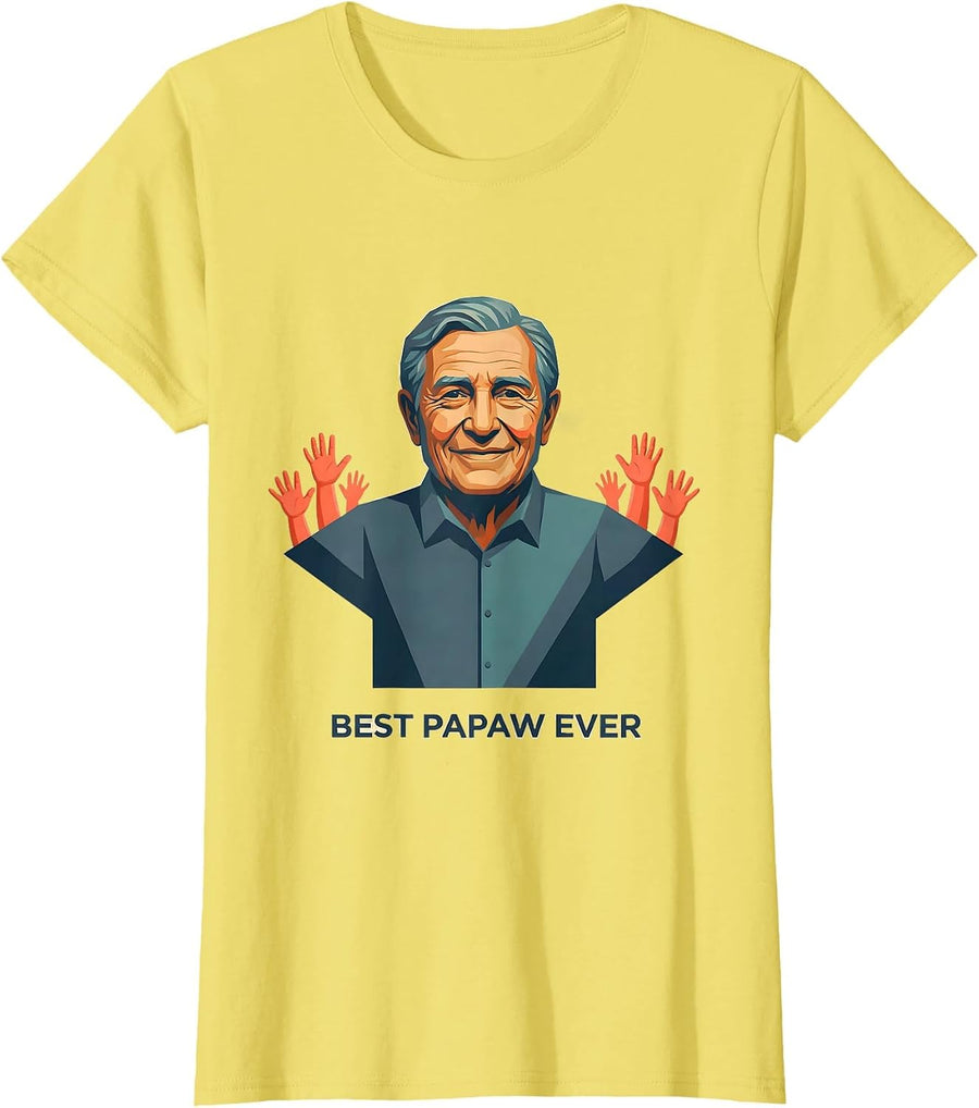 Best Papaw Ever Funny Grandpa Gift From Grandkids Father's T-Shirt - Lemon Yellow